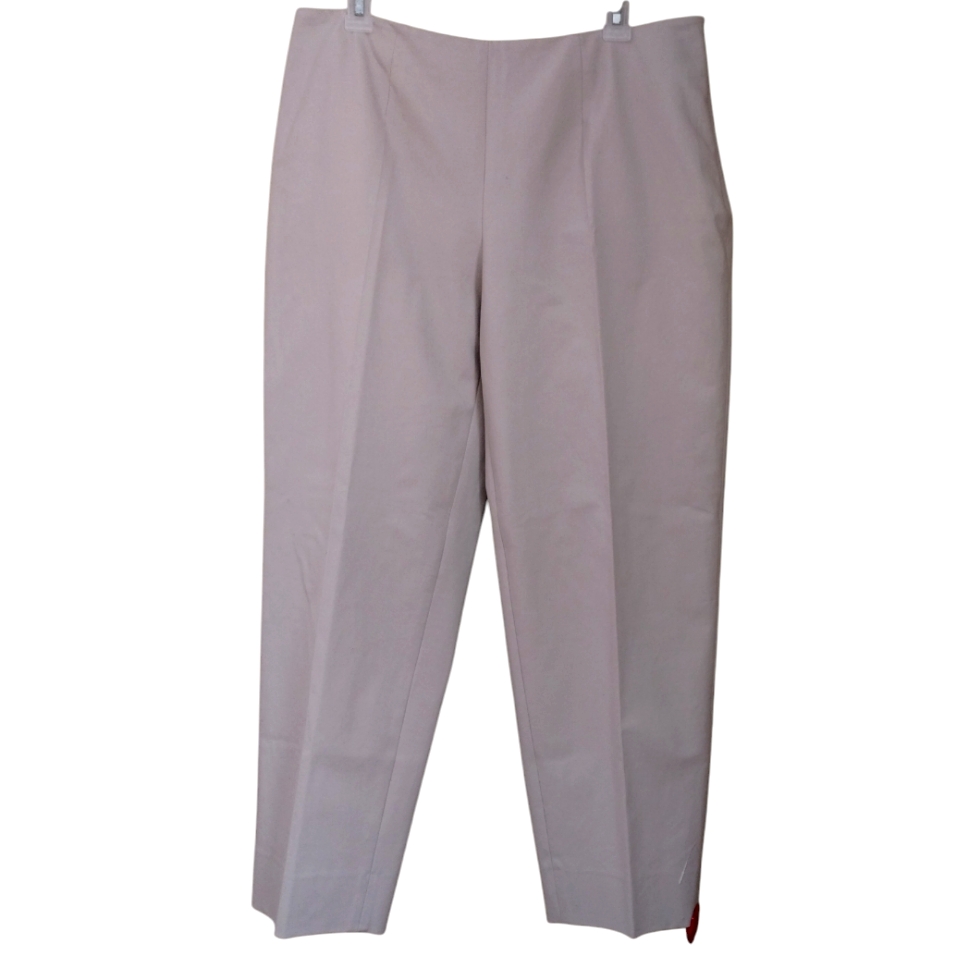Piazza Sempione Italy Audrey Cotton Beige Cropped Stretch Trousers 14 Nwt